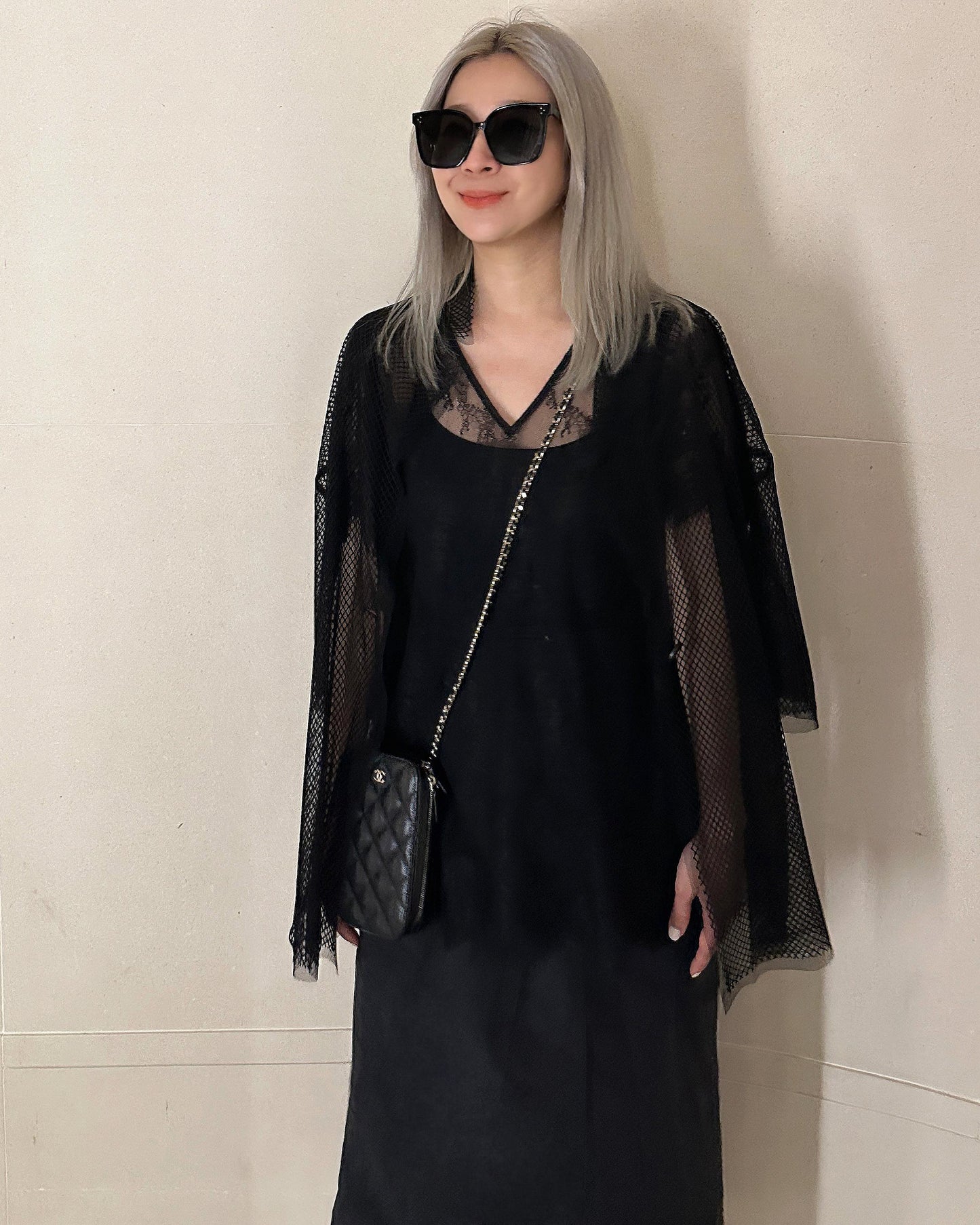 (Pre-order) aalis BOYE SS26 fishnet mesh S/S blazer (Black)