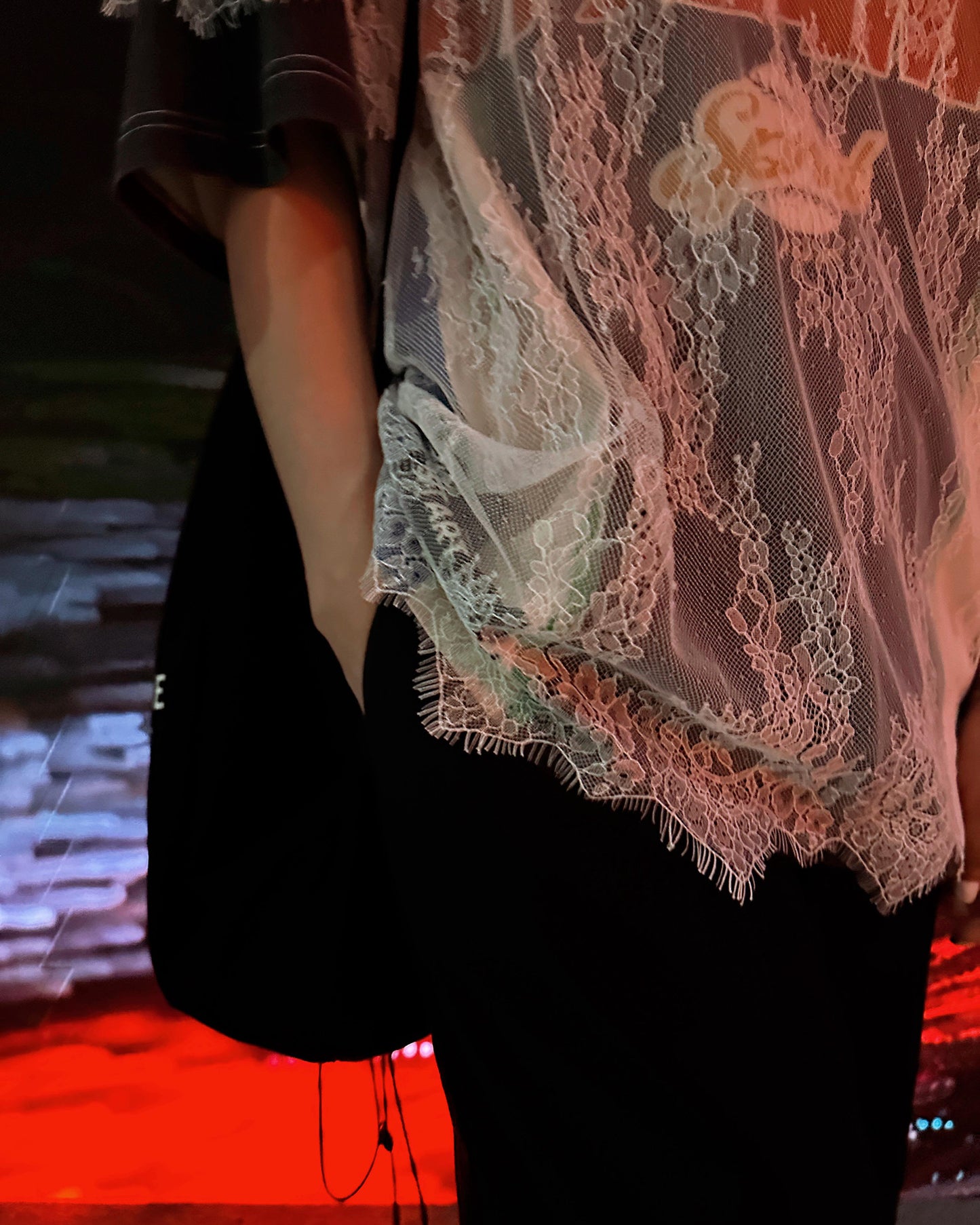 aalis AALIS 15 V neck lace tee (White)