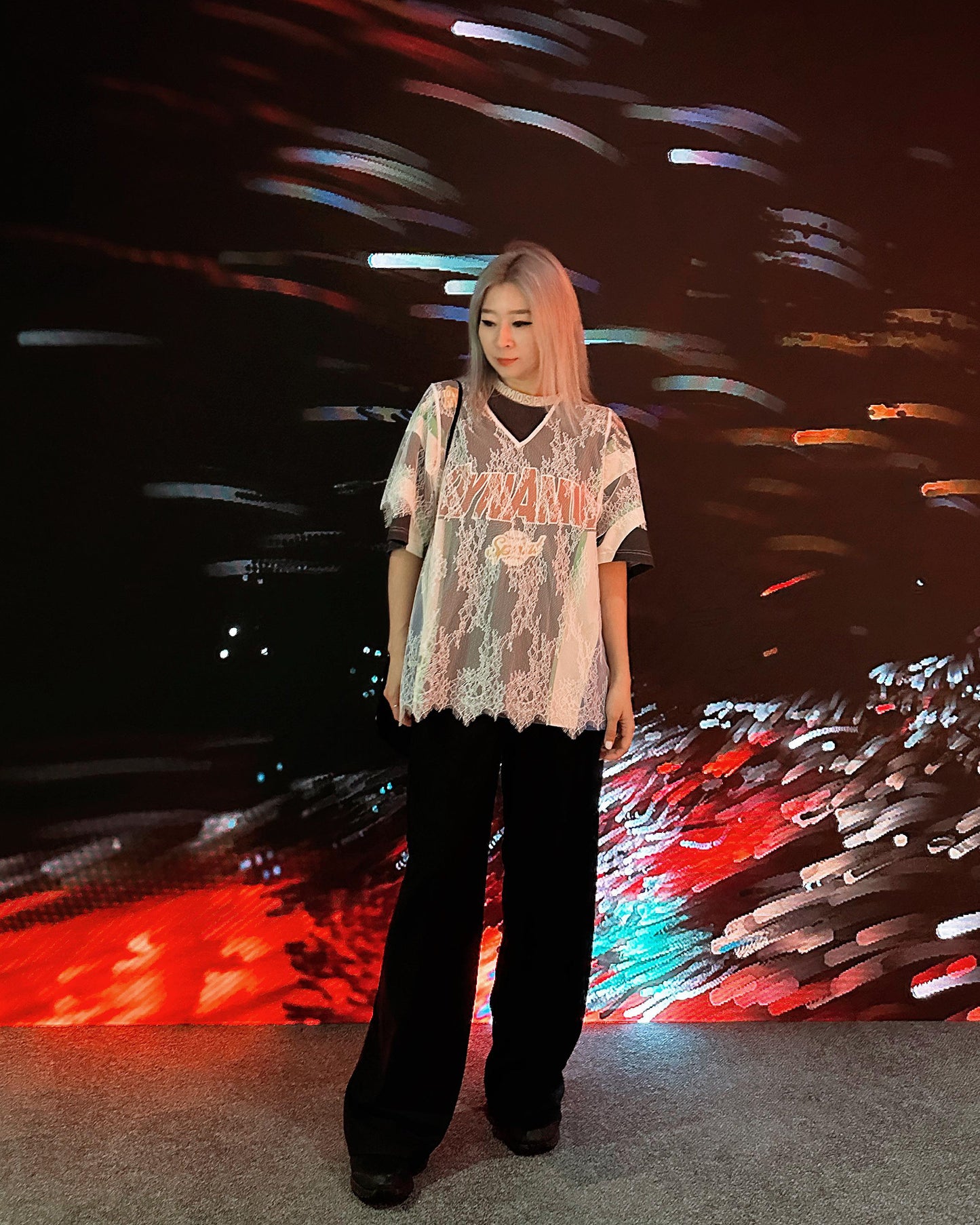 aalis AALIS 15 V neck lace tee (White)