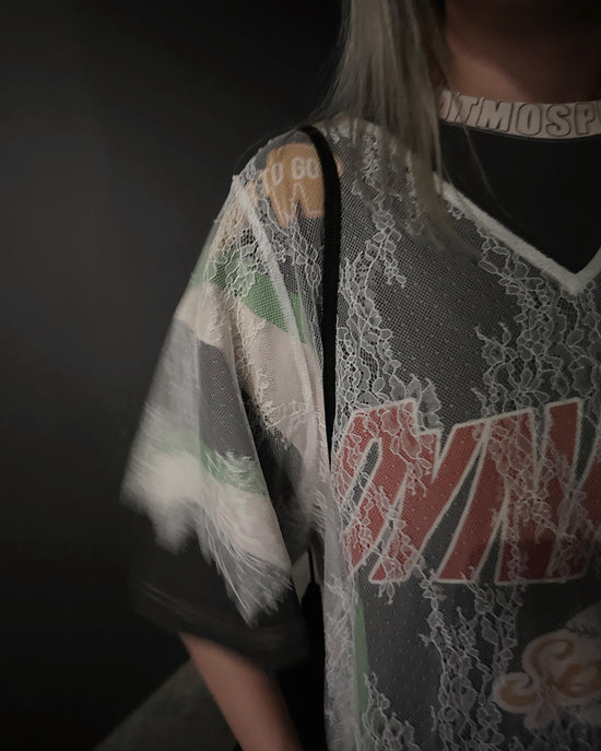 aalis AALIS 15 V neck lace tee (White)