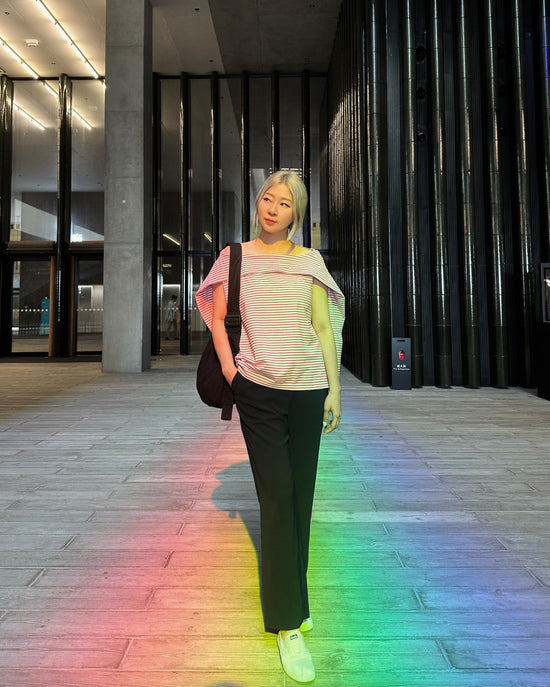 aalis HINI MESH mesh ruffle hem pants (Navy)