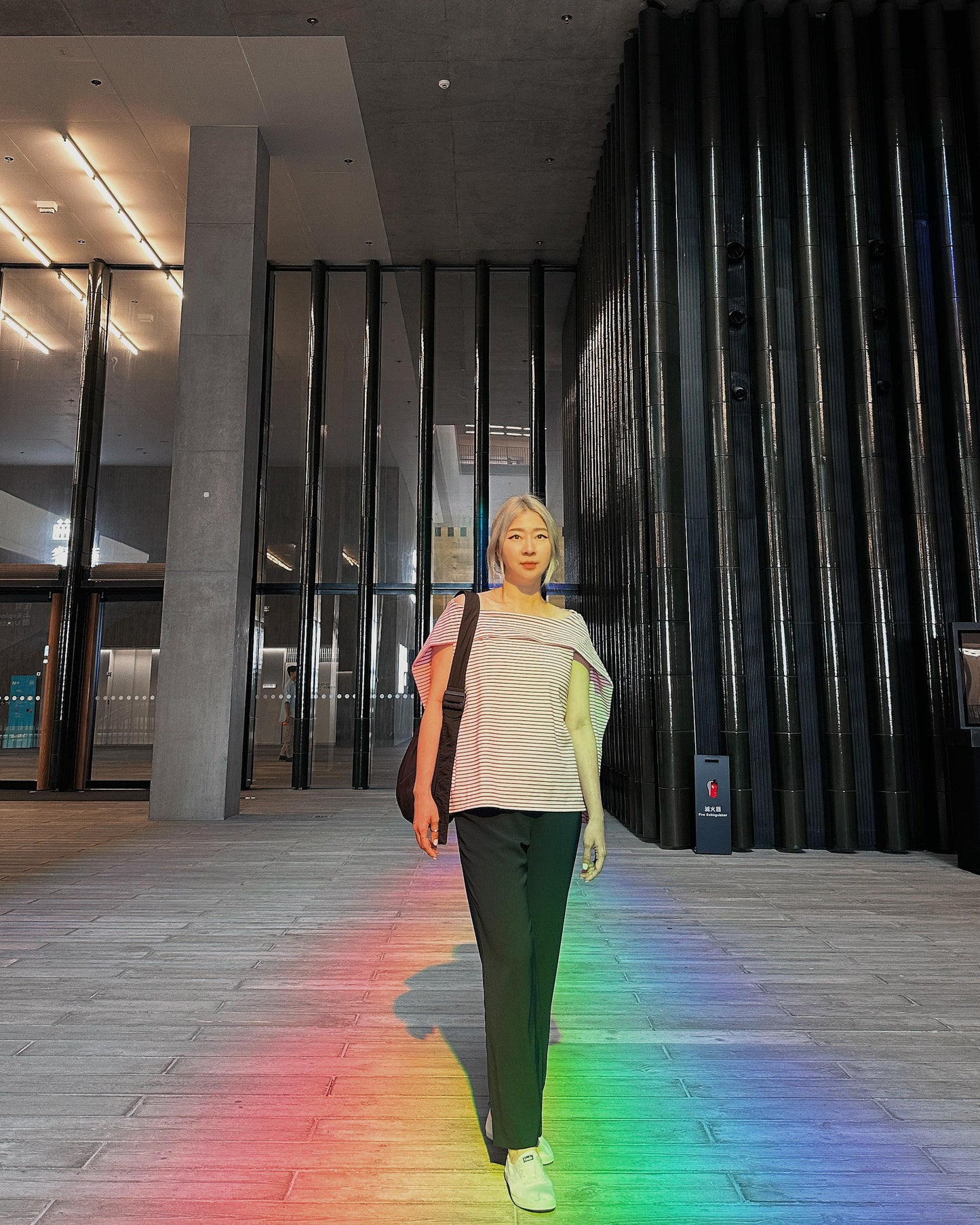 aalis HINI MESH mesh ruffle hem pants (Navy)