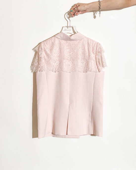 aalis ADARA lace cape sleeves double breasted blazer (Light pink)