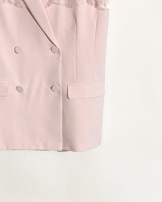 aalis ADARA lace cape sleeves double breasted blazer (Light pink)
