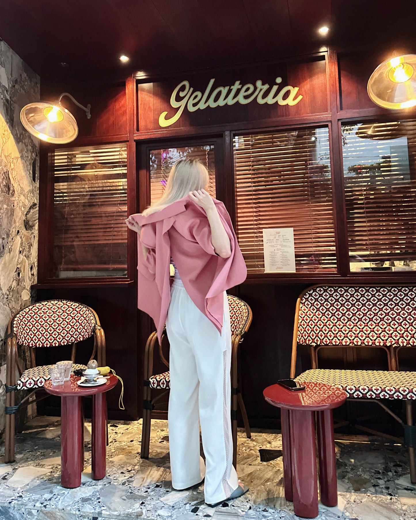 aalis ADDI side netting panel straight legs pants (White)