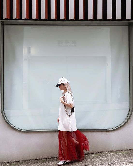 （预购）aalis REKO 网眼荷叶边修身T恤裙（白色）