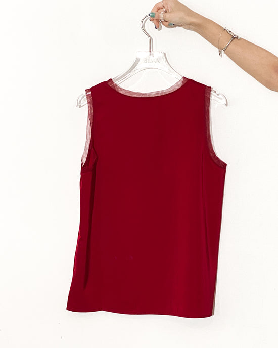 （预购）aalis IDO SS25 V领网眼修边背心（深红色）