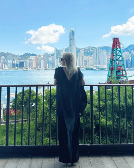 aalis OMARI Deep V frill mesh top (Black)