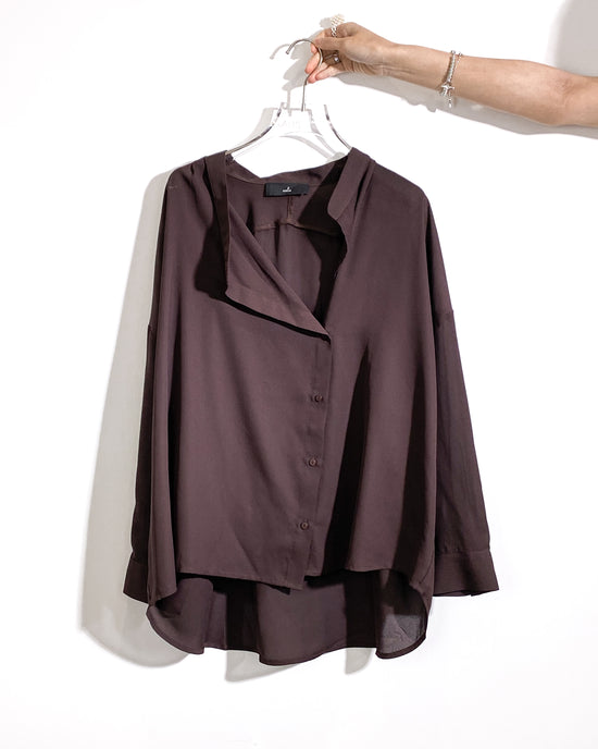aalis BIRDY loose collar shirt (Brown)