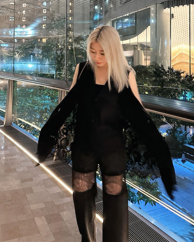 aalis JADEY lace panel pants (Black)