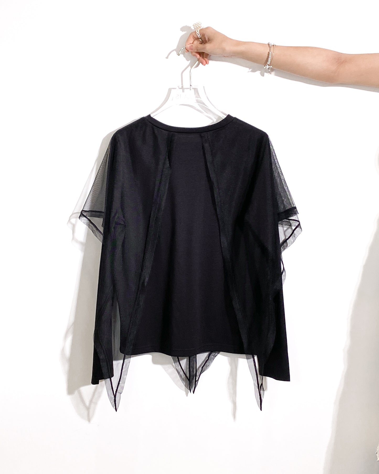 aalis NORAH mesh scarf L/S top (Black)