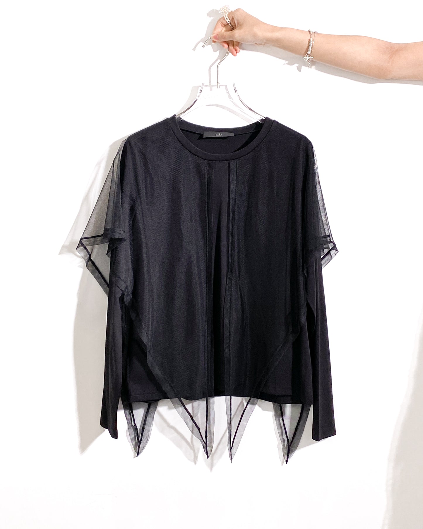 aalis NORAH mesh scarf L/S top (Black)