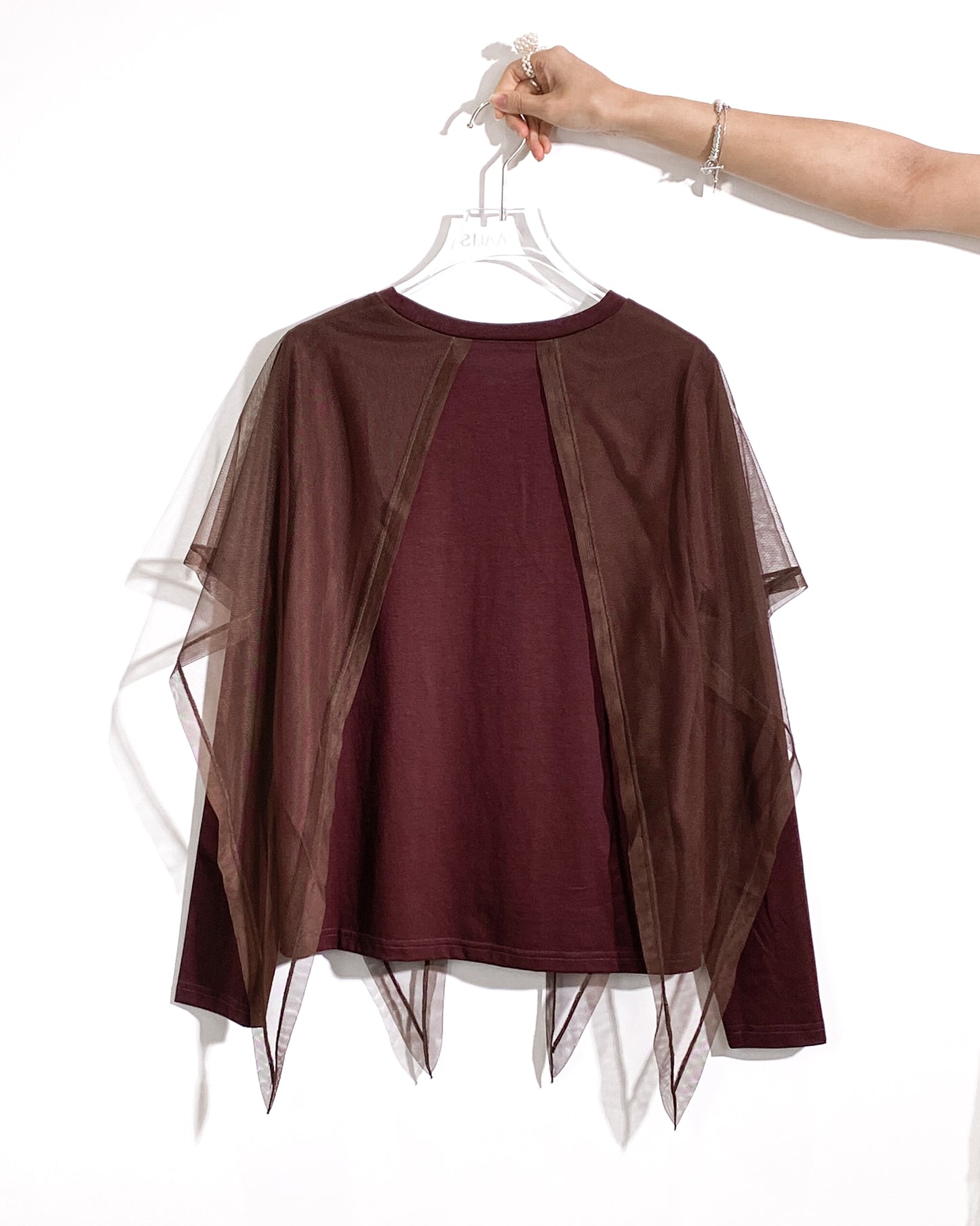 aalis NORAH mesh scarf L/S top (Brown)