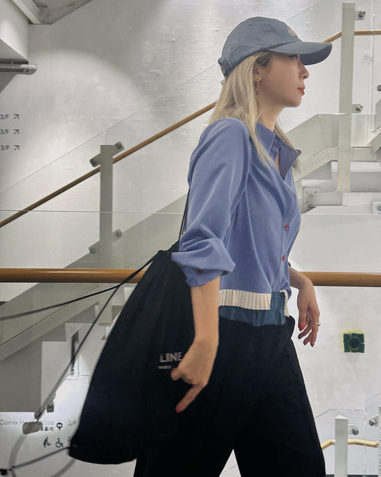 aalis PIEN pleated hem shirt (Blue)