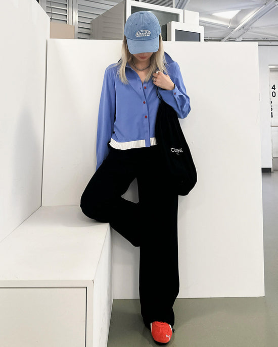 aalis PIEN pleated hem shirt (Blue)