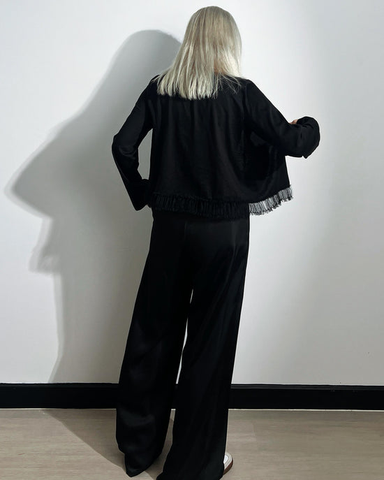 aalis GRAVIA mesh ruching hem cardigan (Black)