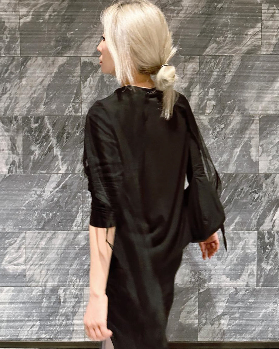 aalis NORAH mesh scarf L/S top (Black)