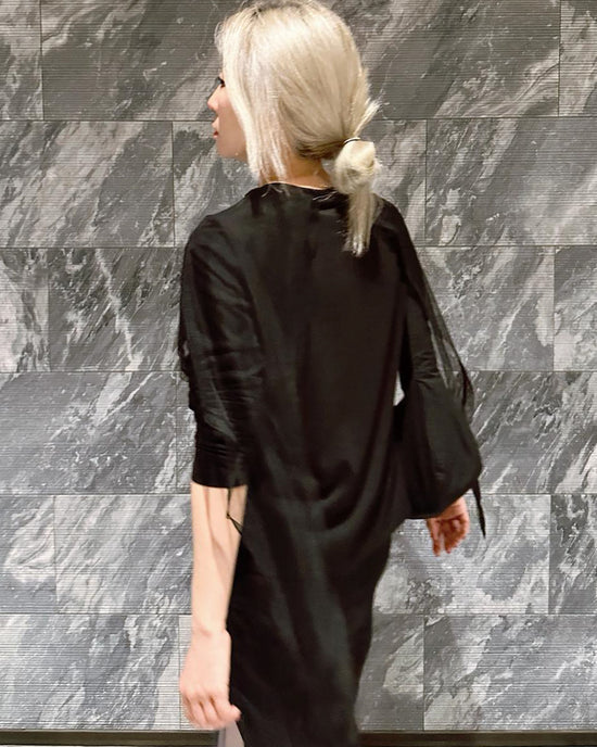 aalis NORAH mesh scarf L/S top (Black)