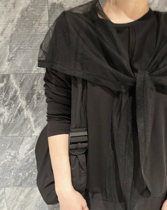 aalis NORAH mesh scarf L/S top (Black)