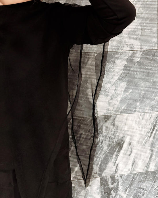 aalis NORAH mesh scarf L/S top (Black)