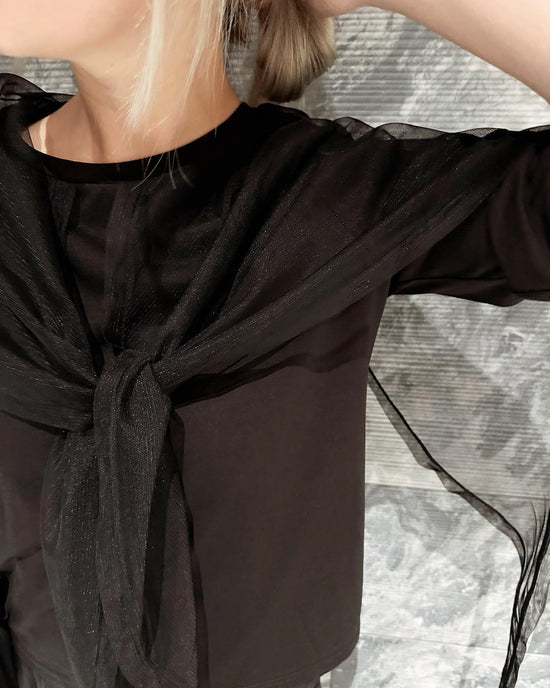 aalis NORAH mesh scarf L/S top (Black)