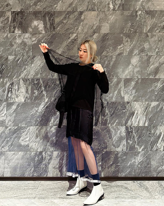 aalis NORAH mesh scarf L/S top (Black)