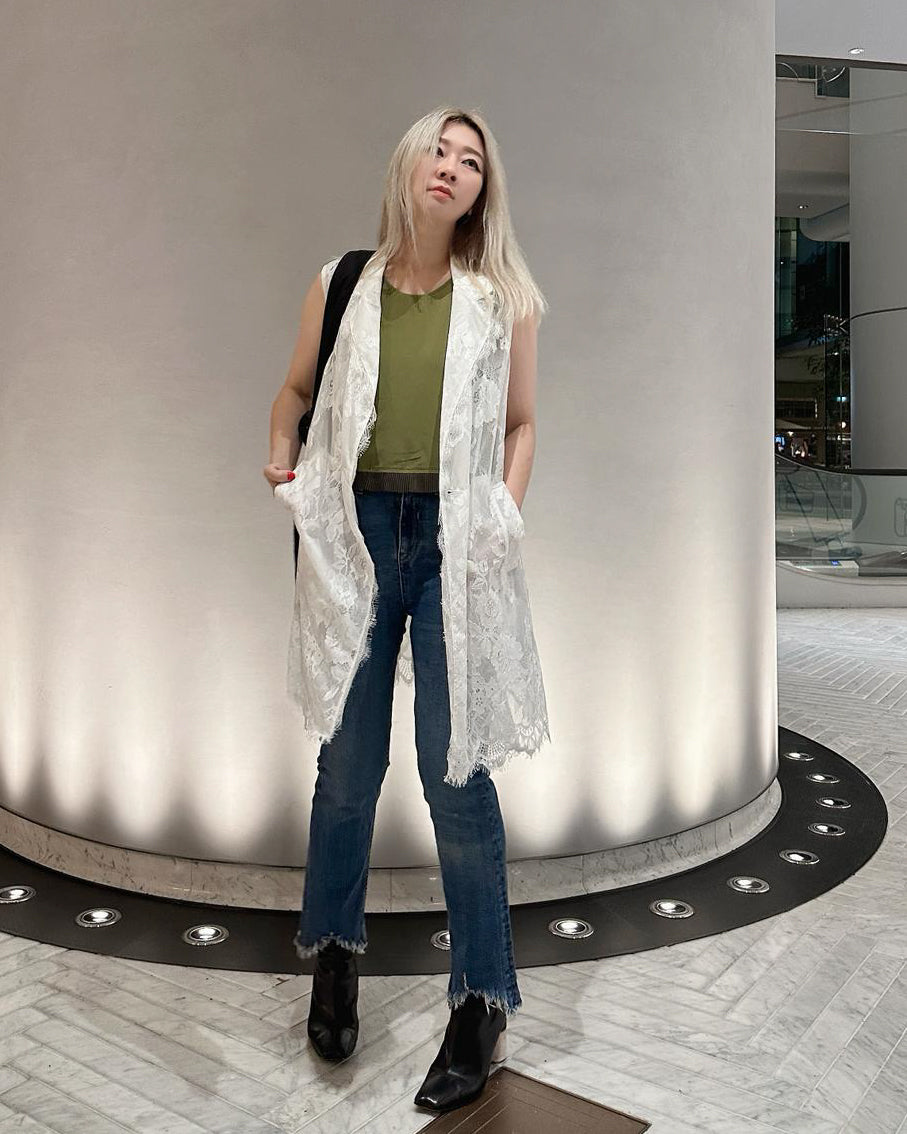 aalis JONELLE sleeveless lace trench (White)