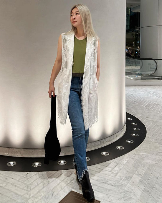 aalis JONELLE sleeveless lace trench (White)