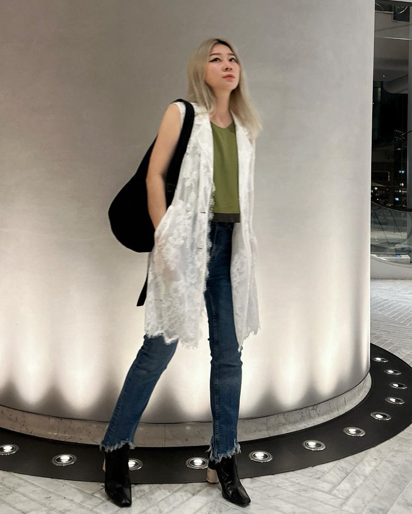 aalis JONELLE sleeveless lace trench (White)