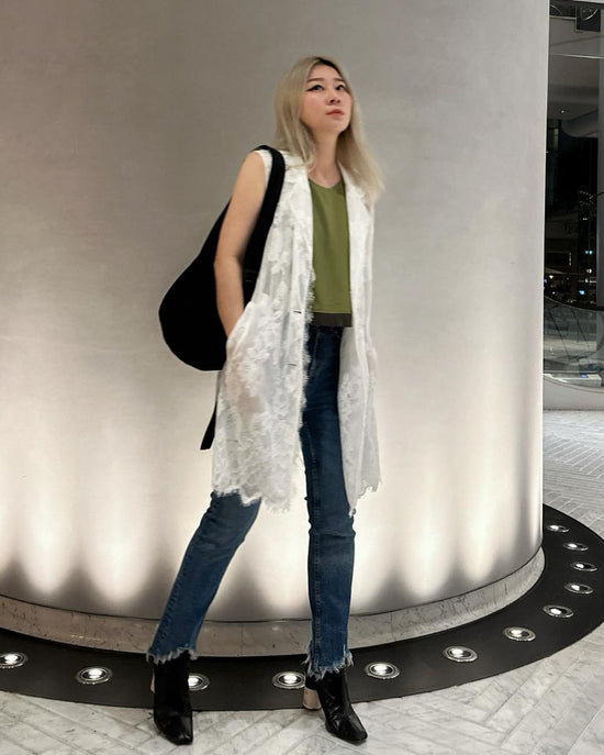 aalis JONELLE sleeveless lace trench (White)