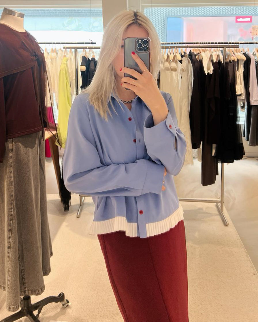 aalis PIEN pleated hem shirt (Blue)