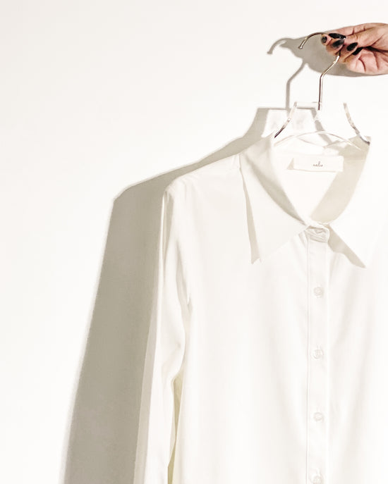 aalis PIEN pleated hem shirt (White)