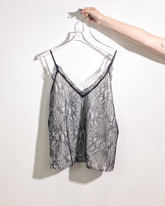 aalis NEAS double layer lace camisole (White black)