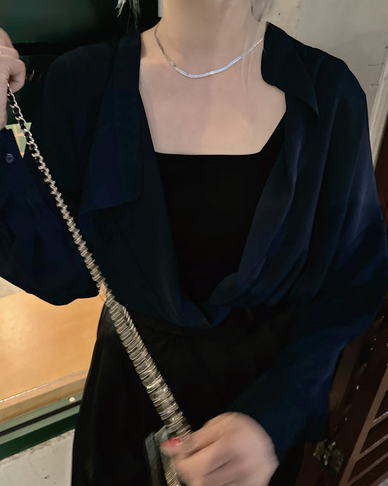 aalis BIRDY loose collar shirt (Navy)