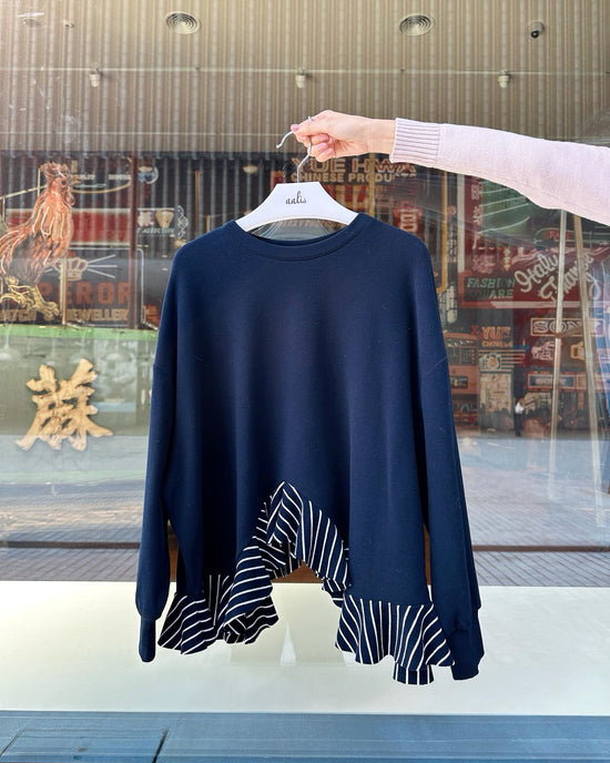 aalis CARA FW25 ruffle hem sweater (Navy Mix)
