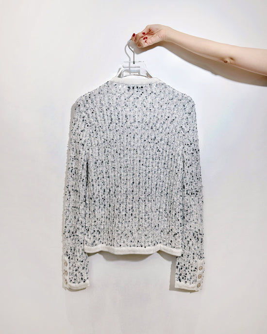 aalis FAYA FW25 - Mini Pom Pom knitted cardigan (Grey Mix)