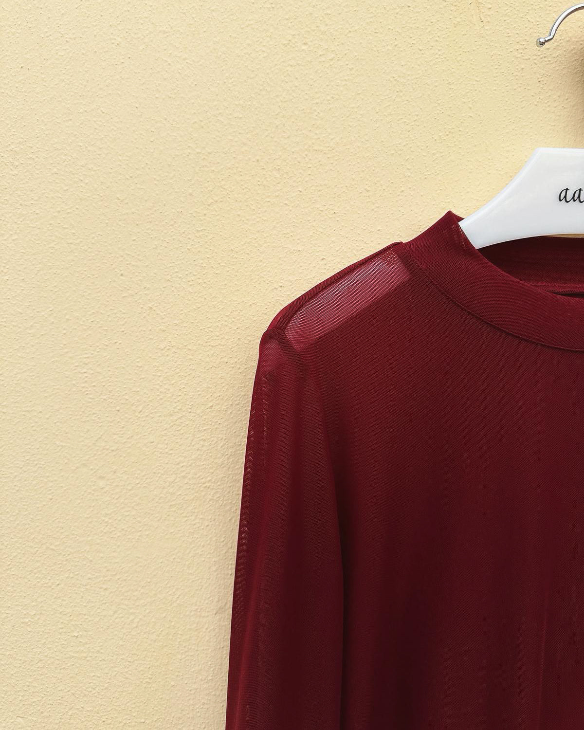 aalis RIVKA mesh crew neck top (Burgundy)