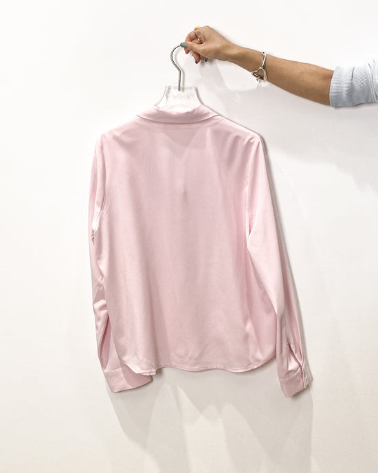 aalis INTI mesh detail low collar shirt (Light pink)