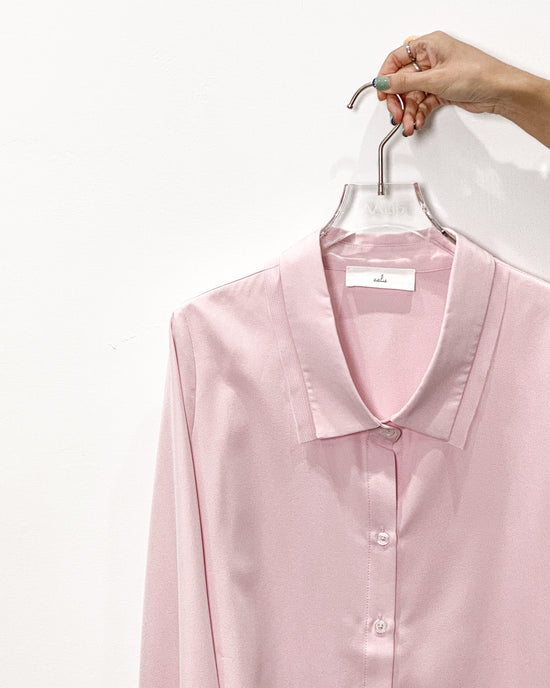 aalis INTI mesh detail low collar shirt (Light pink)