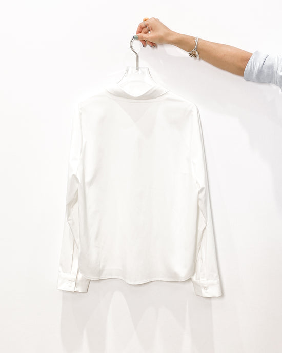 aalis INTI mesh detail low collar shirt (White)