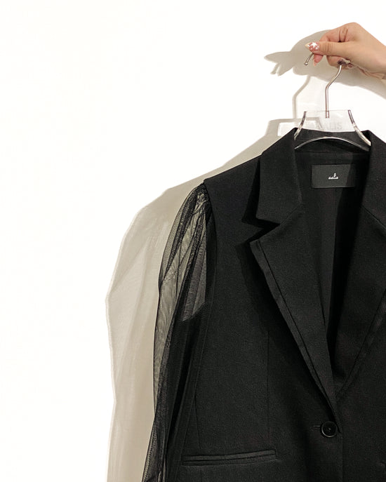 aalis WAWA mesh sleeves blazer (Black)