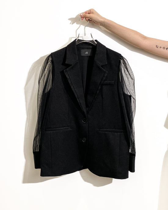 aalis WAWA mesh sleeves blazer (Black)