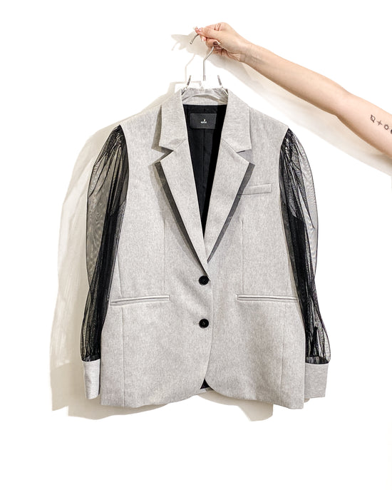 aalis WAWA mesh sleeves blazer (Light grey)