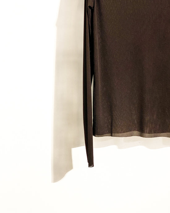 aalis KASA FW25 off shoulder stretch mesh top (Brown)