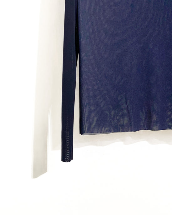 aalis KASA FW25 off shoulder stretch mesh top (Navy)