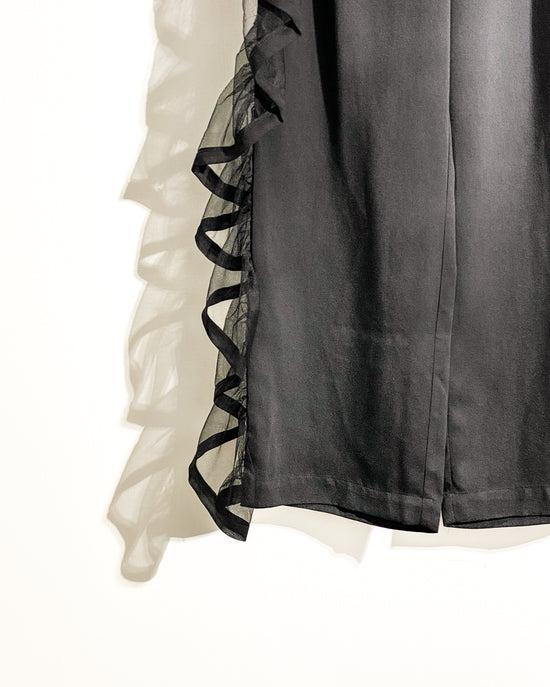 aalis BRIX side mesh ruffle pants (Black)
