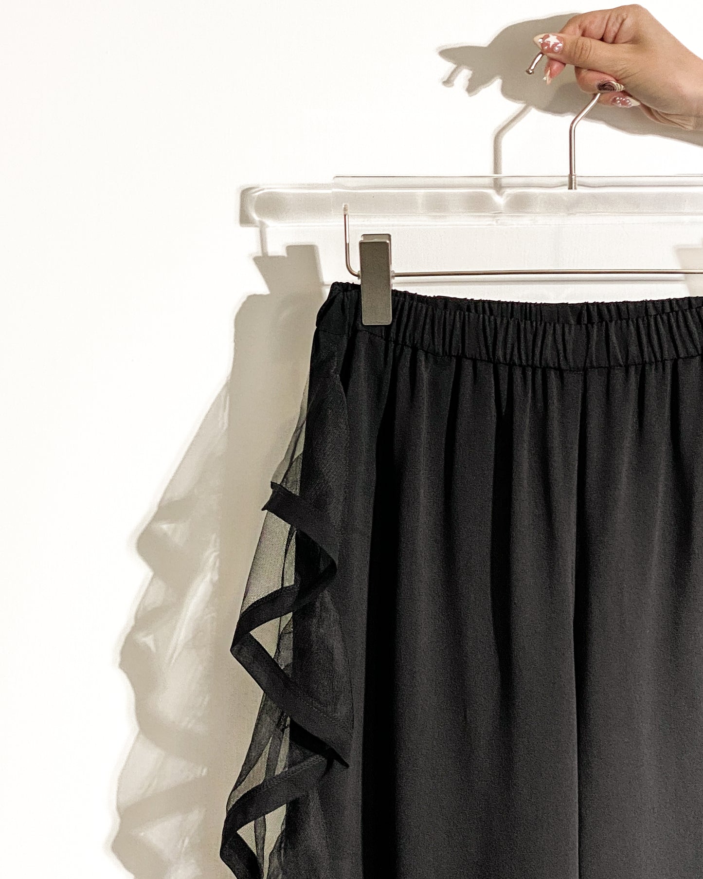 aalis BRIX side mesh ruffle pants (Black)