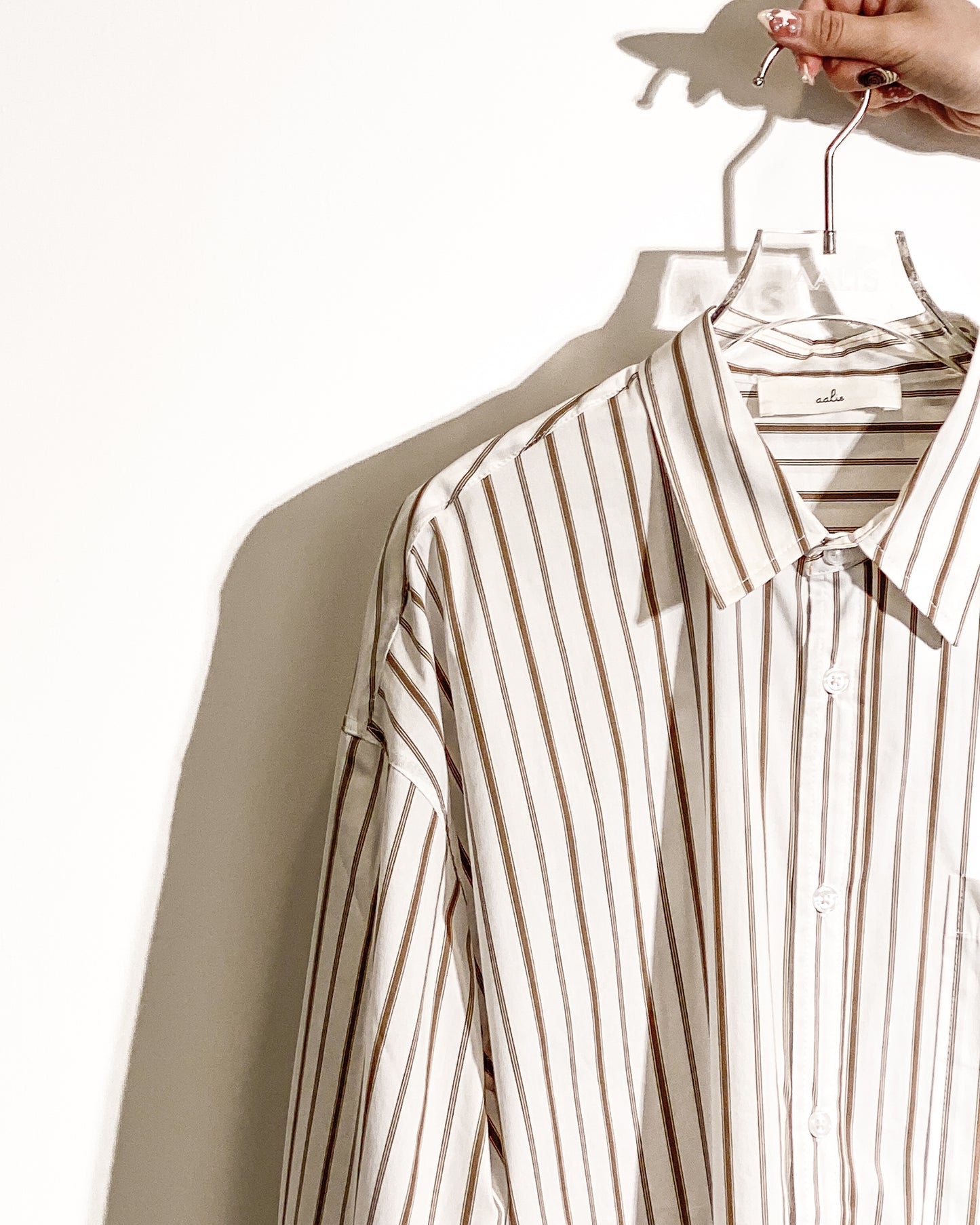 aalis JAMIE oversized striped shirt (Khaki)
