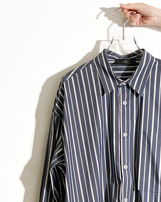 aalis JAMIE oversized striped shirt (Charcoal)