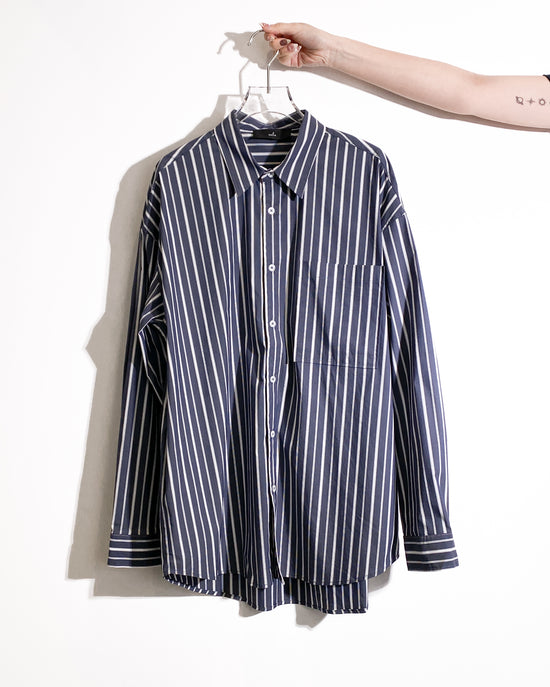 aalis JAMIE oversized striped shirt (Charcoal)